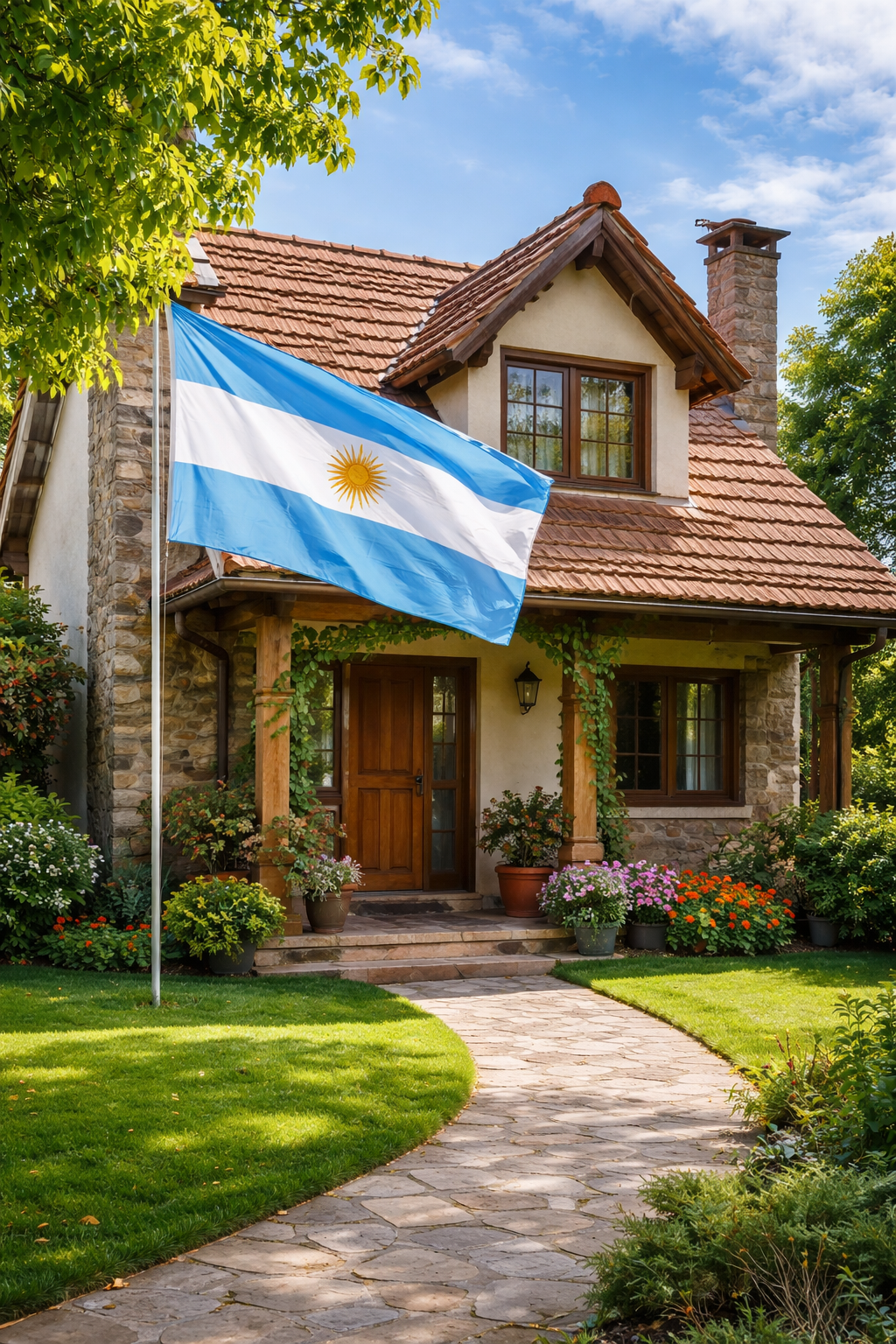 Casa con bandera argentina